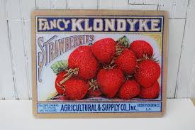 Strawberries Fruit Crate Label Sign Art