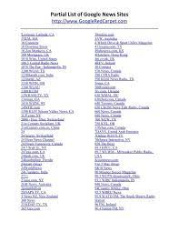 partial list of google news sites