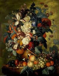 Find more prominent pieces of flower painting at wikiart.org. A Vase Von Blumen Mit Frucht Von Jacob Van Huysum Museumsqualitat Prints Most Famous Paintings Com