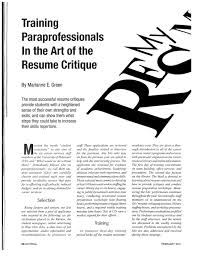 Resume Critique Article