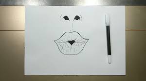 how to draw kissing lips in 5 minutes