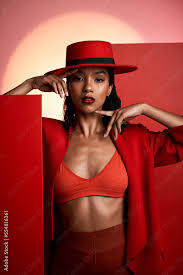 beauty fashion and red aesthetic woman