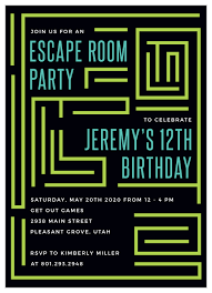 You know your kids are going to be disappointed if they invite a whole bunch of kids, and only a plus, birthday parties are supposed to be celebrations (dare i say 'fun'). Escape Room Children S Birthday Invitations By Basic Invite