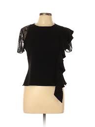 Details About Slate Willow Women Black Short Sleeve Blouse 12