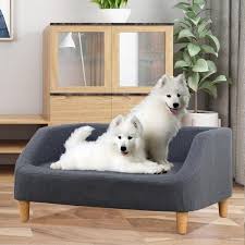 extra large gray linen pet sofa dog bed