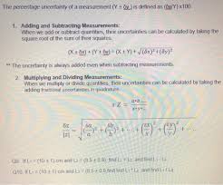 What does percentage uncertainty tell you. The Percentage Uncertainty Of A Measurement Y X Chegg Com