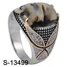 China 2016 Latest Fashion Jewelry Natural Agate Silver Men Ring (S-13499) -  China Silver Ring and Men Jewelry price