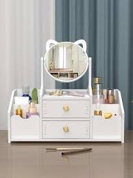 luxurious white wooden makeup organizer