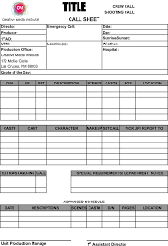 call sheet template template free