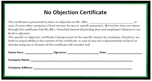 no objection certificate templates