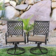 2 Pieces Patio Chair Outdoor Swivel