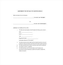 Agreement For The Sales Of Motor Vehicle Template Free Form
