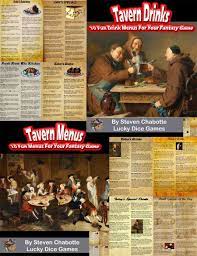 tavern menu drink handouts collection