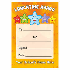 Lunchtime Award Star Certificate