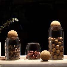 glass canister with cork lid kitchen