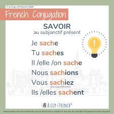 A Cup of French - ☕️🇫🇷 Le verbe SAVOIR au subjonctif présent. Le  subjonctif s'utilise pour exprimer une incertitude, un doute, un souhait,  une possibilité, etc., tout ce qui relève de la