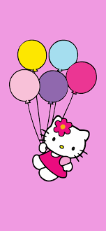o kitty balloons pink wallpapers