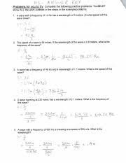 Finally we define intensity and briefly look at radiation in two and three dimensions. Wave Speed Equation Practice Ws Hs Answers 1276fvp Pdf Lts Prnwlie Key Problems For You To Tut Complete The Following Practice Problems You Must Show Course Hero