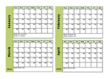 2018 Calendar Template 6 Months Per Page Free Printable