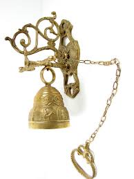 Vintage Brass Bell With Chain Wall