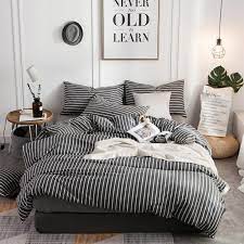 cotton grey color stripe bedding set