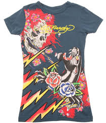 Ed Hardy Toddler Girls Panther And Roses Short Sleeve T