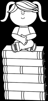 Black and white, a form of visual representation that does not use color. Black And White Girl Sitting On Books Clip Art Black And White Girl Sitting On Books Image