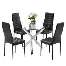 Alibaba.com offers a large collection of kitchen table and chairs, most of which are usually distinct varieties. Ktaxon 5 Piece Round Dining Table Set Modern Kitchen Table And Chairs For 4 Person Dining Room Table Set With Clear Tempered Glass Top Dining Set For Dining Room Kitchen Table 4
