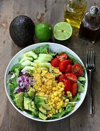 Guacamole Greens Salad With Seasoned Corn Greens Recipe Vegetarian  gambar png