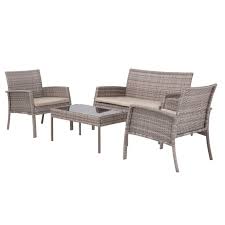 Pour yourself a lovely drink, sit back and relax on your choice of rattan garden table and chair sets, rattan garden sofas, rattan bistro sets and stylish rattan garden chairs. Buy Argos Home Lucia 4 Seater Rattan Effect Sofa Set Grey Patio Sets Argos