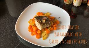 honey roasted barramundi with carrots
