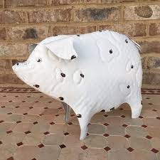 Cute Metal 15 Pig Statue Hog Home Farm