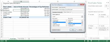 pivot table percene of total