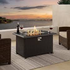 W Outdoor Aluminum Fire Pit Table With