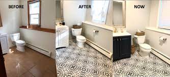 stencil paint a bathroom tile floor