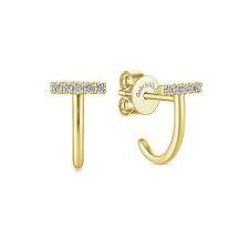 j curve diamond bar huggie earrings