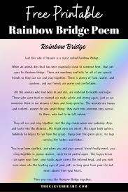 the rainbow bridge poem free printable