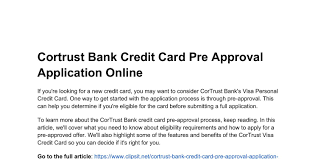 cortrust bank credit card pre approval