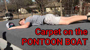 installing carpet on the pontoon boat