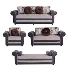 leatherette cream brown sofa set