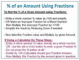 percene of amount using fractions