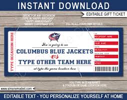 columbus blue jackets game ticket gift