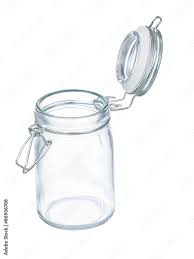 Old Fashioned Empty Glass Jar With Open