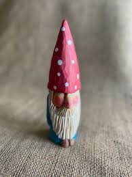 Hand Carved Wood Garden Gnome