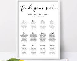 Wedding Seating Chart Printable Wedding Seating Plan Etsy