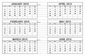 2019 6 Months Half Year Calendar Printable Download Calendarbuzz
