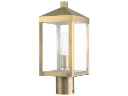 Livex Lighting Nyack 3 Light Antique Brass Outdoor Post Top Lantern