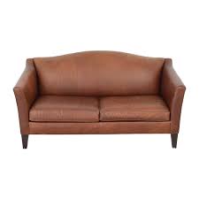 ethan allen leather camelback sofa 68