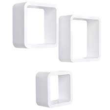 wall shelves set of 3 white cubes