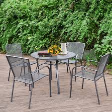 round table 4 chairs patio furniture
